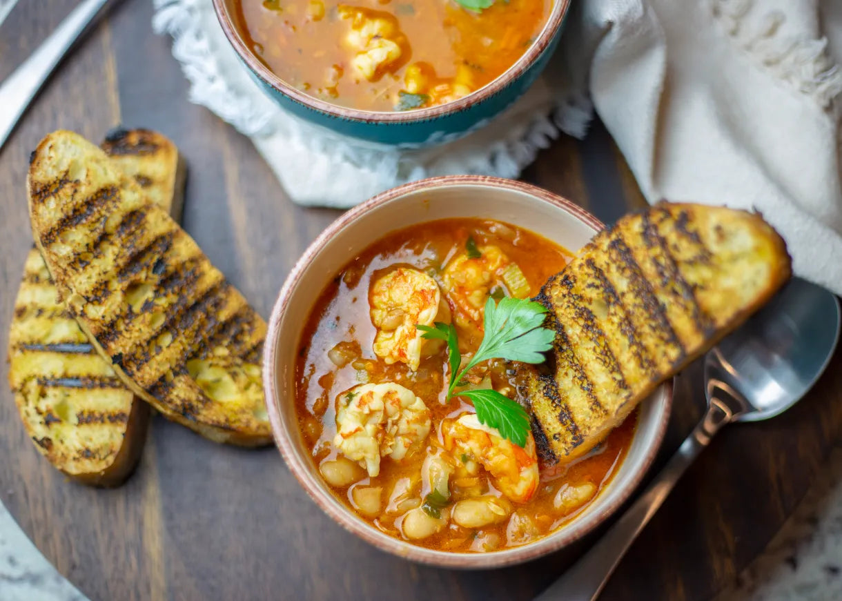 Shrimp and cannellini beans soup