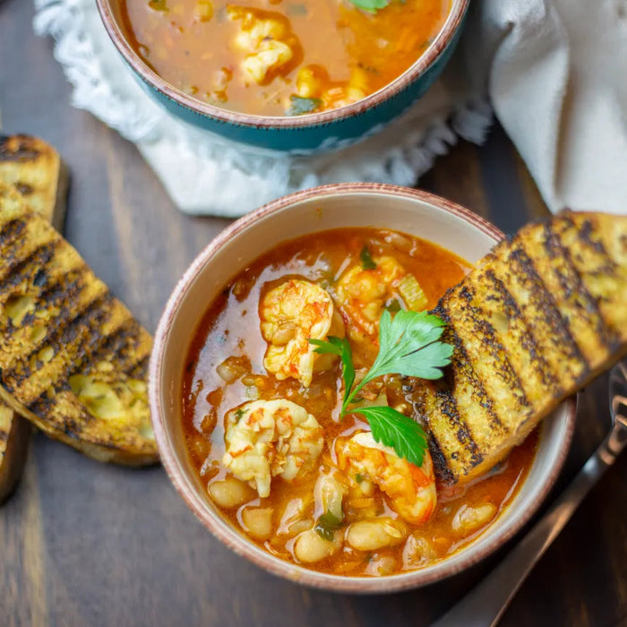 Shrimp and cannellini beans soup