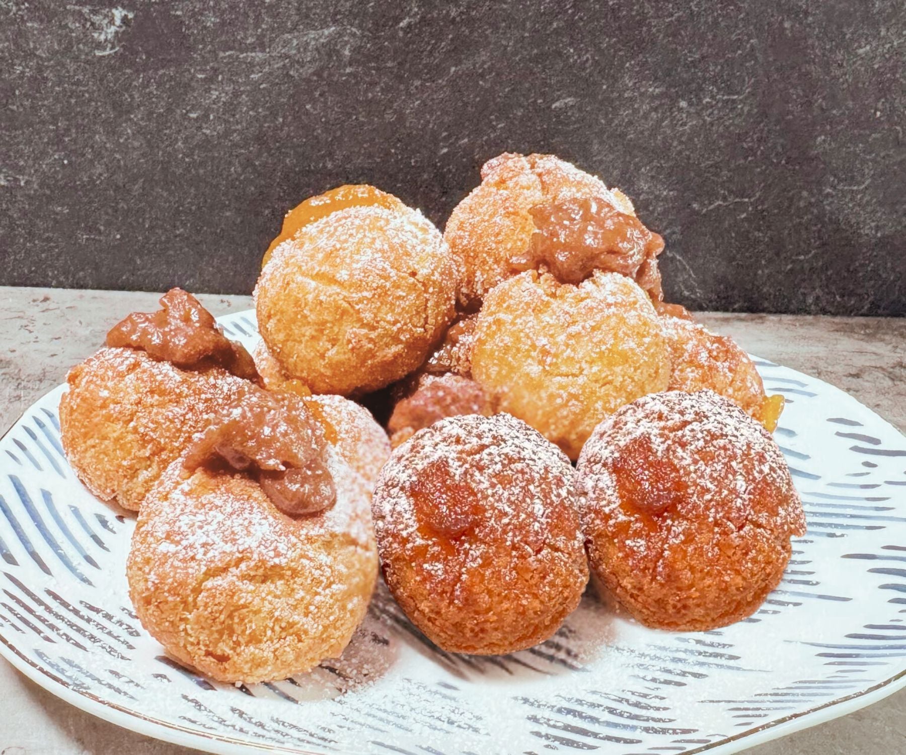 Sweet fritters with hazelnut chocolate cream and Sicilian red orange jam