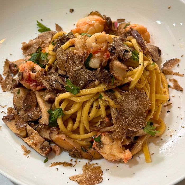 Tonnarelli with Lobster, Shiitake Mushrooms & Fresh Black Truffle