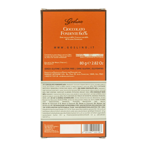 Dark Chocolate 60% - Goslino Crakers & Sweetes Sogno Toscano 