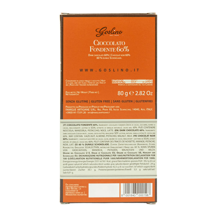 Dark Chocolate 60% - Goslino Crakers & Sweetes Sogno Toscano 