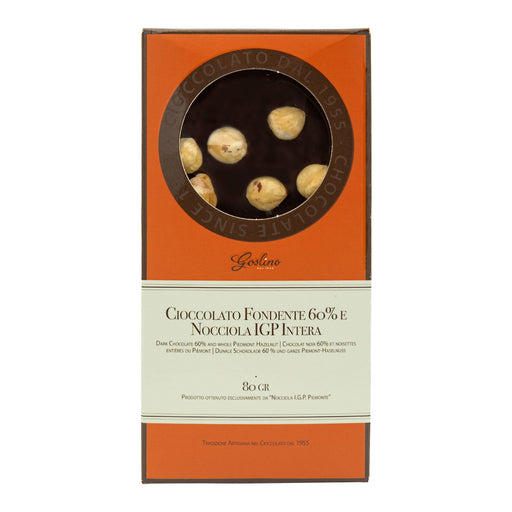Dark Chocolate Bar with Piedmont Hazelnuts- Goslino Crakers & Sweetes Sogno Toscano 