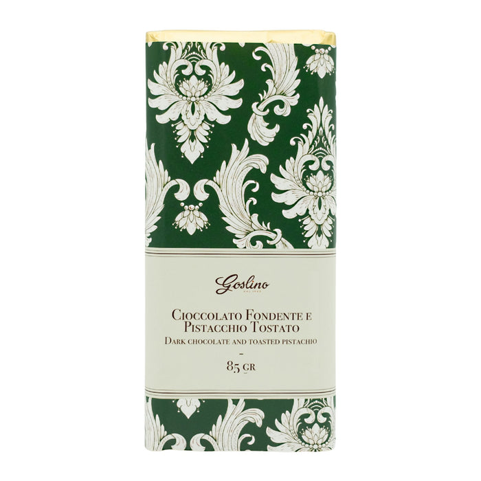 Dark Chocolate Bar with Pistachio- Goslino Crakers & Sweetes Sogno Toscano 