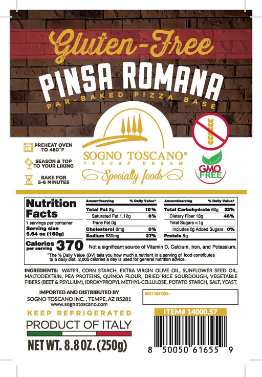 Gluten Free Pinsa Romana Pasta, Grains & Beans Sogno Toscano 