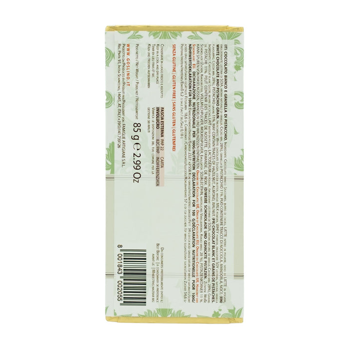 White Chocolate Bar with Pistachio- Goslino Crakers & Sweetes Sogno Toscano 