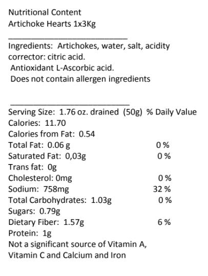 Artichoke Hearts In Water - 3kg (6.6lbs) Can Antipasto & Bites SOGNOTOSCANO 