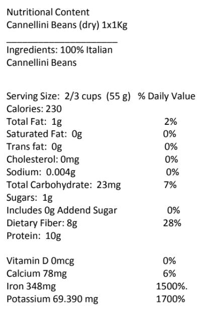 Cannellini Beans (Dry) - 1kg Bag Pasta, Grains & Beans SOGNOTOSCANO 