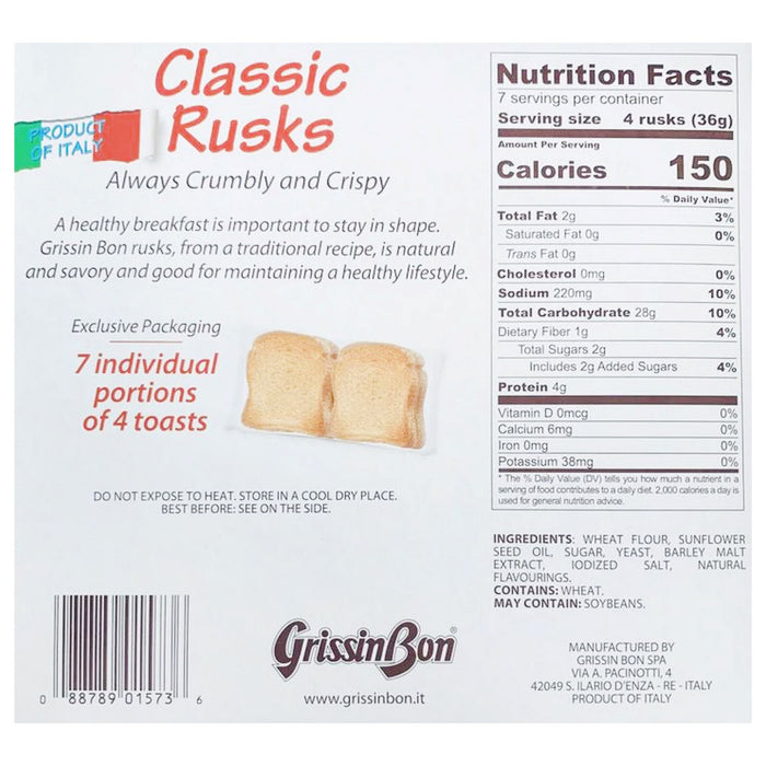 "Grissibon" Classic Rusks ( fette biscottate) Crakers & Sweetes Sogno Toscano 