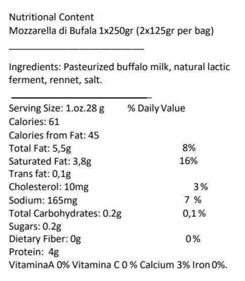 Mozzarella di Bufala Bag 2x125gr each (2x4oz) Meats & Cheeses SOGNOTOSCANO 