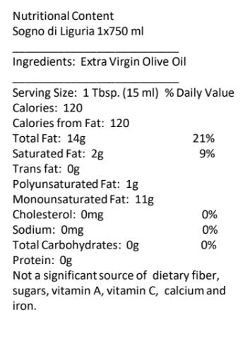 Buy Sogno di Liguria EVOO 750ml Glass Bottle Online - Oils